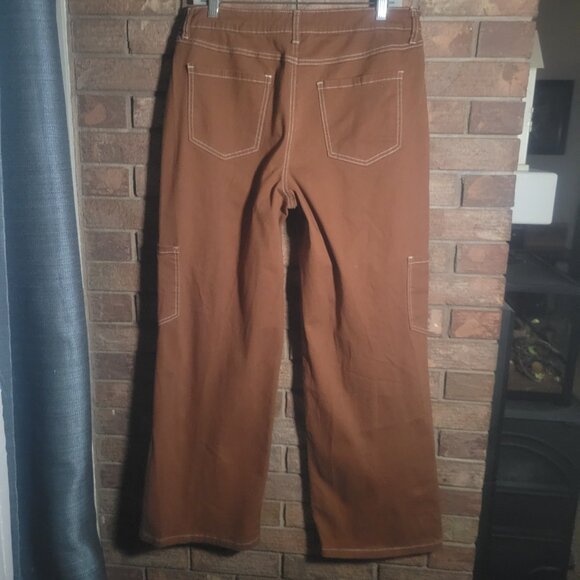 Project Indigo Women's Brown Wide Leg Utility Pants - Size 14 - Picture 4 of 11